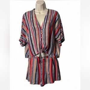 Mustard Seed Colorful Striped Top/Short Set, Women’s Size‎ M